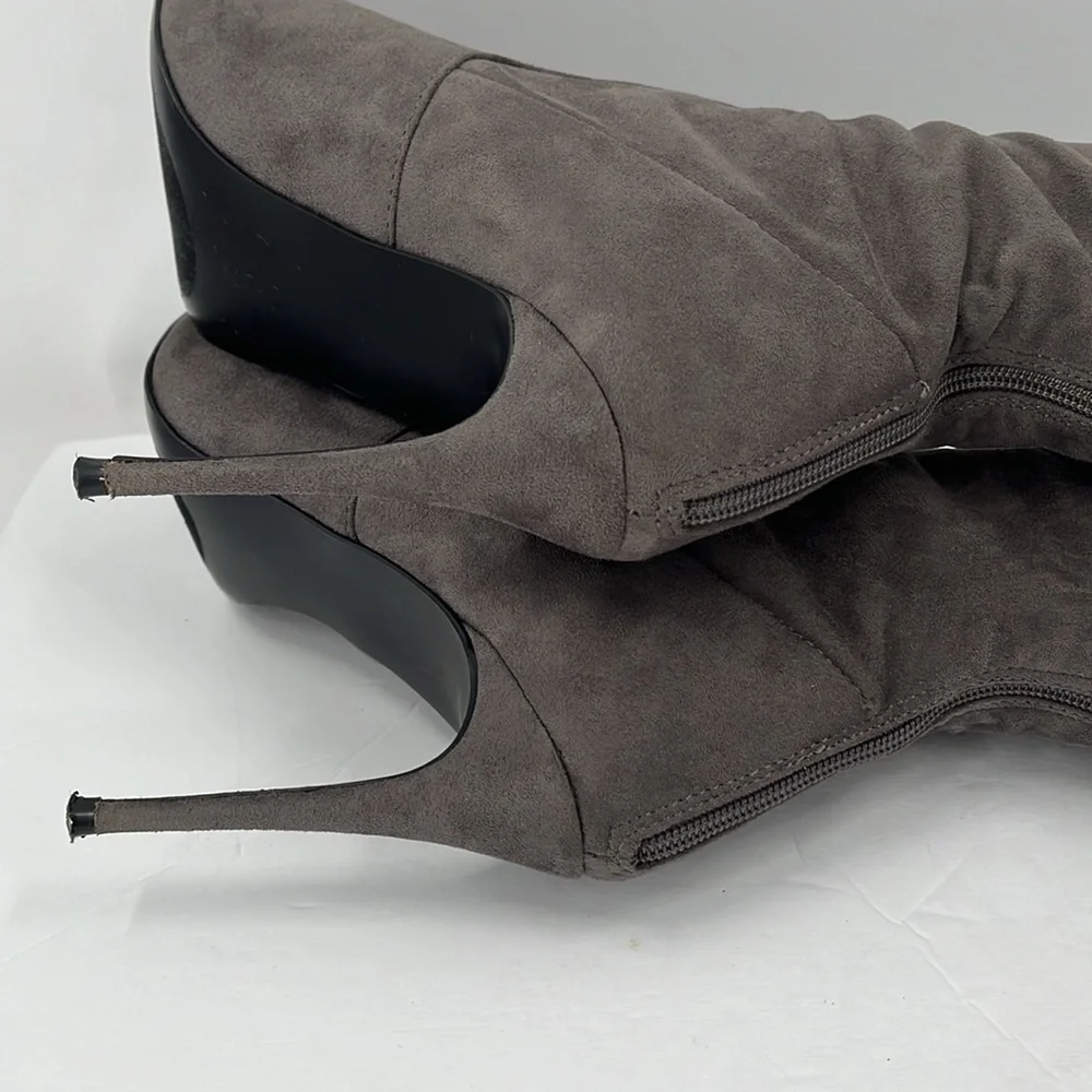 Steve Madden Tall Pointed-Toe Stiletto Over-The-Knee Boots in Charcoal